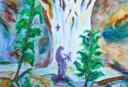 A Cachoeira<br>aguarela sobre papel - 67 x 50 cm